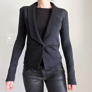 Aqua Black Tailored Blazer | Stretchy Structured Office Jacket | Workwear Staple
